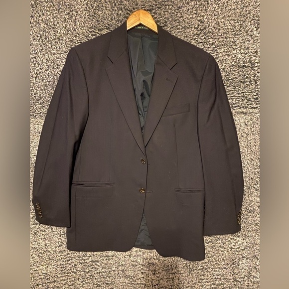 Lauren Ralph Lauren Mens Wool Suit Jacket Blazer size 40 R Black Two But… - Picture 3 of 13